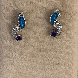 Amethyst  & Australian Opal 925 Silver Earrings